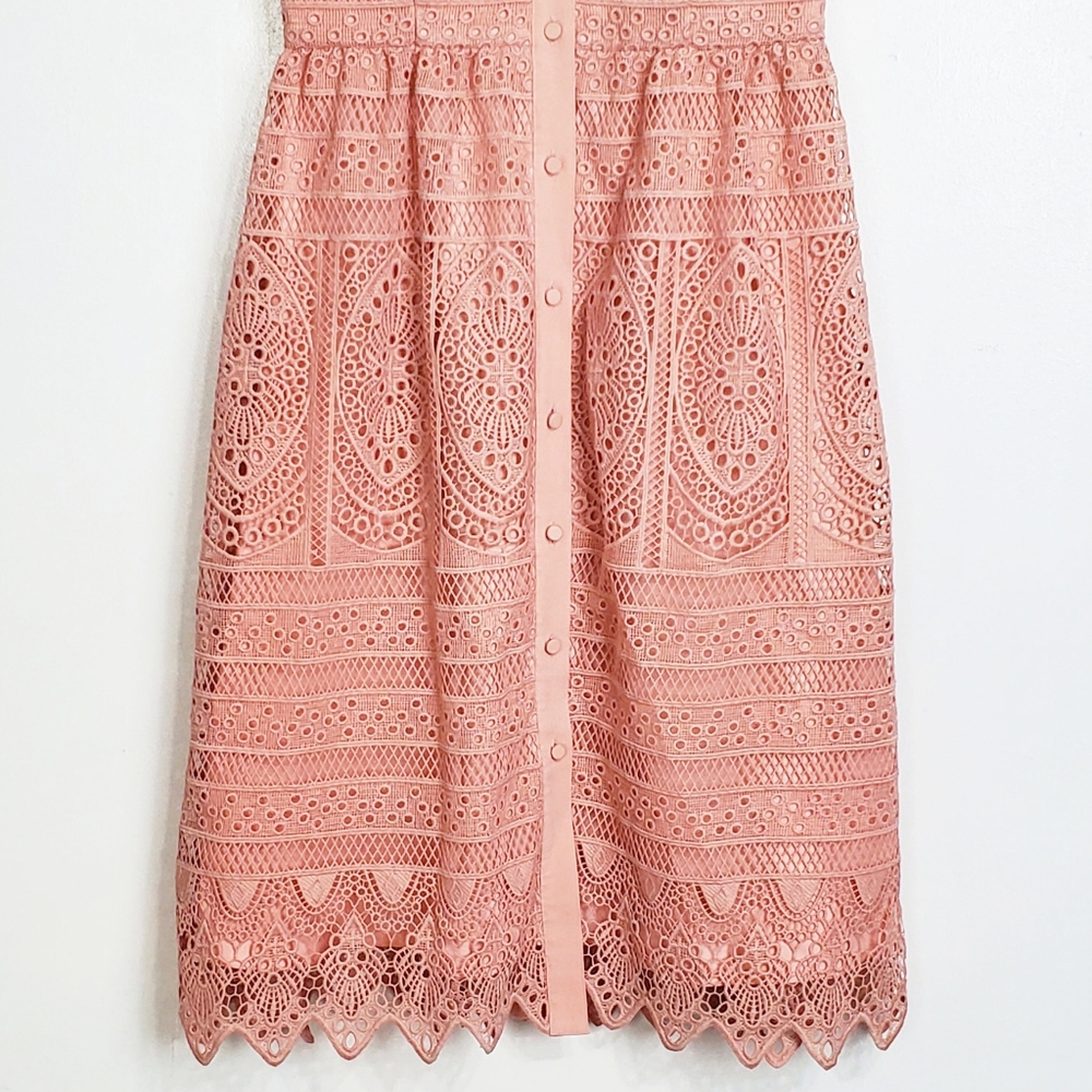 ANTONIO MELANI Blush Pink Lace Shirt Dress - Picture 4 of 14